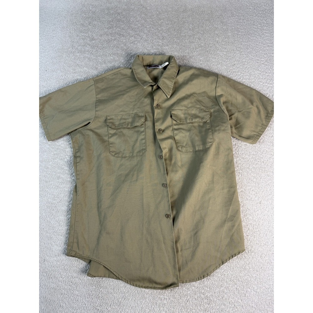Vintage Big Mac‎ Shirt Mens Large Khaki Button Up Short Sleeve Workwear USA 90s